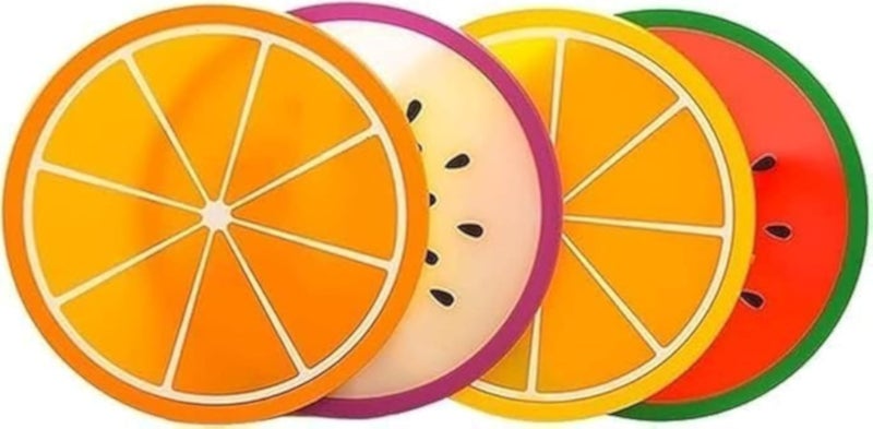 مجموعة من 4 قطع من قواعد أكواب على شكل فاكهة، مصنوعة من السيليكون، عازلة للماء، حاملة للمشروبات الساخنة، زينة منزلية، إكسسوارات للمطبخ - متعددة الألوان